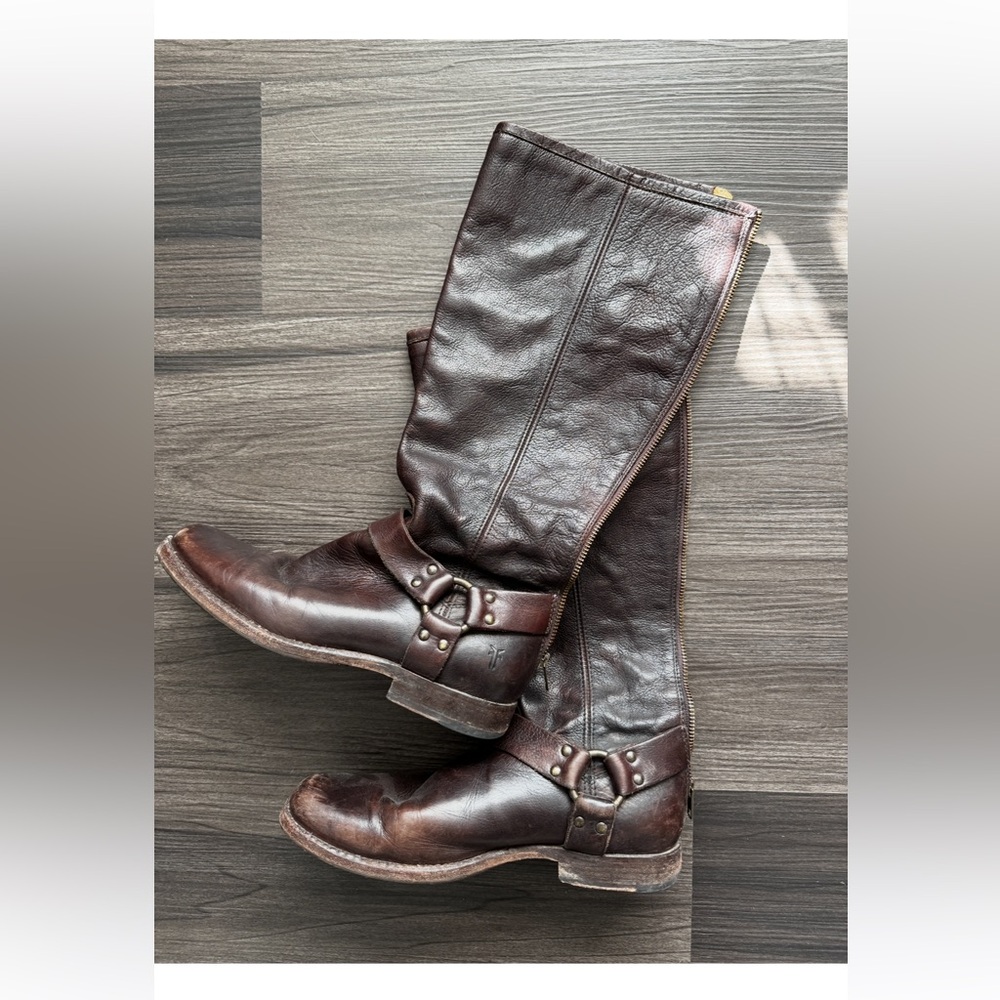 Frye Brown Leather Motorcycle Boots